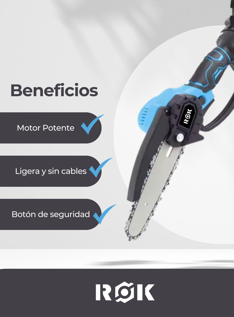 Motosierra de Mano eléctrica Inalámbrica de 6" + 2 Baterías-3