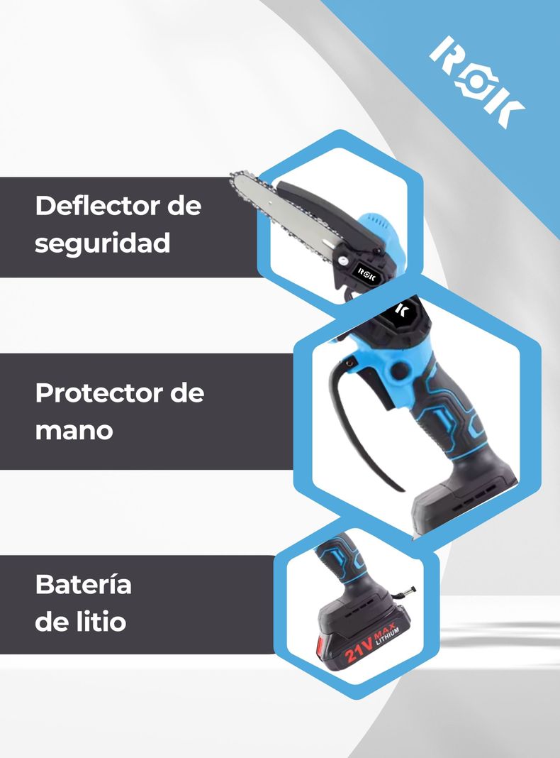 Motosierra de Mano eléctrica Inalámbrica de 6" + 2 Baterías-4
