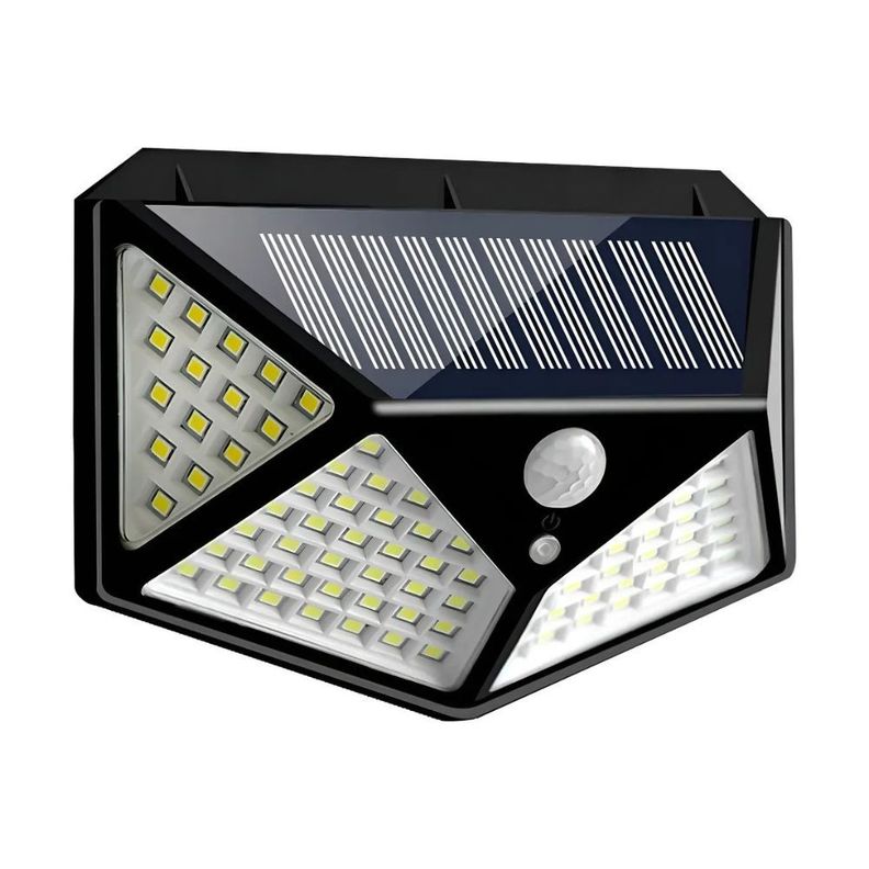 Foco Solar 100 LED Sensor Movimiento Con Pinza IP65 Negro