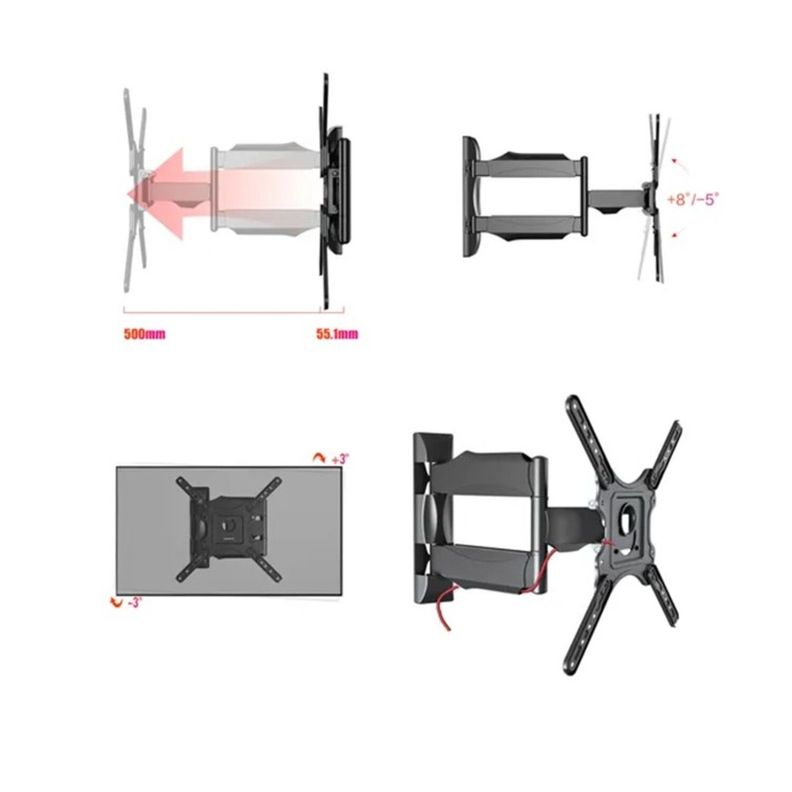 Base Soporte Tv Pared 3 Brazos Ajustable 32 A 55 Pulgadas-5
