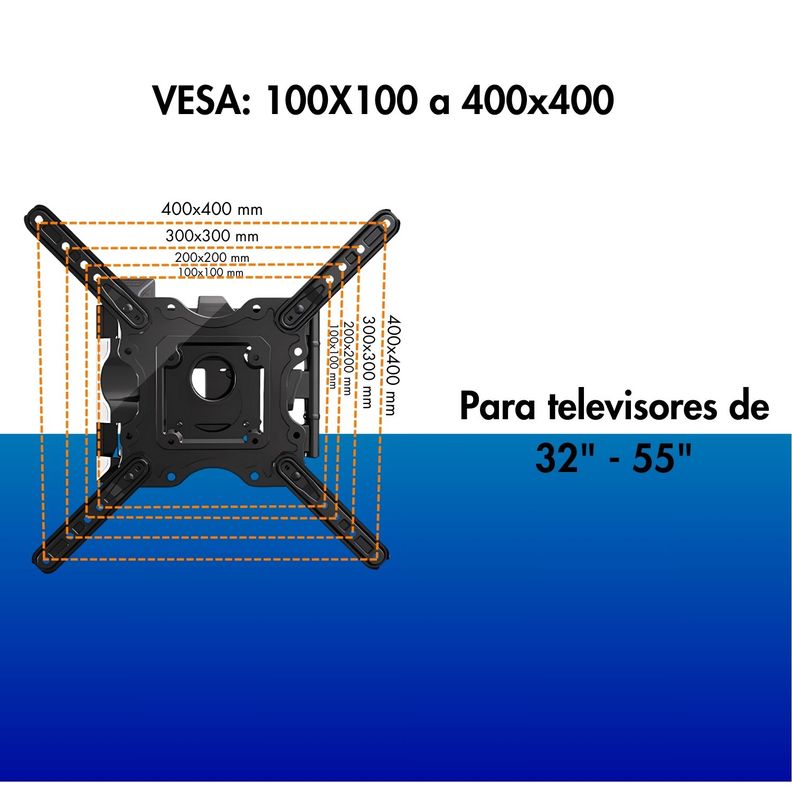 Base Soporte Tv Pared 3 Brazos Ajustable 32 A 55 Pulgadas-1