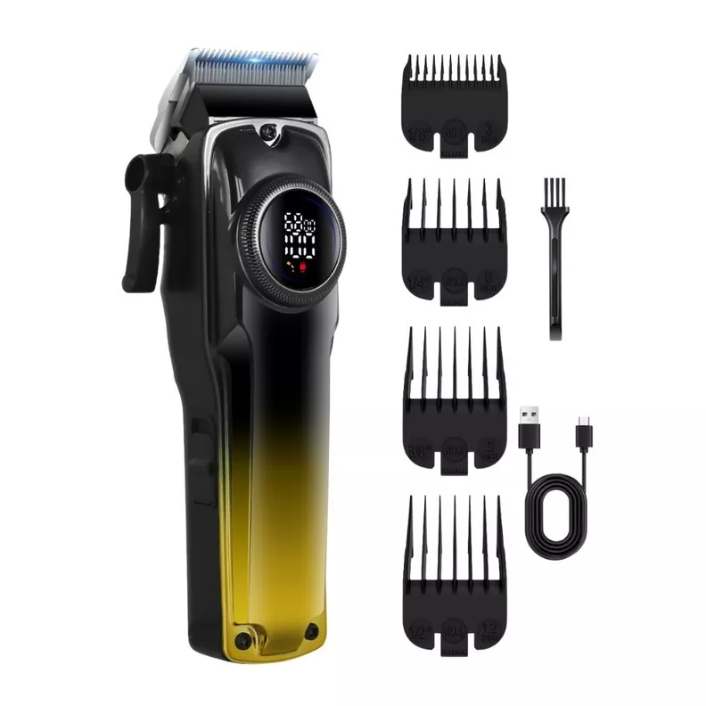 Cortadora De Pelo Digital Pantalla LCD Recargable USB Pro Negro