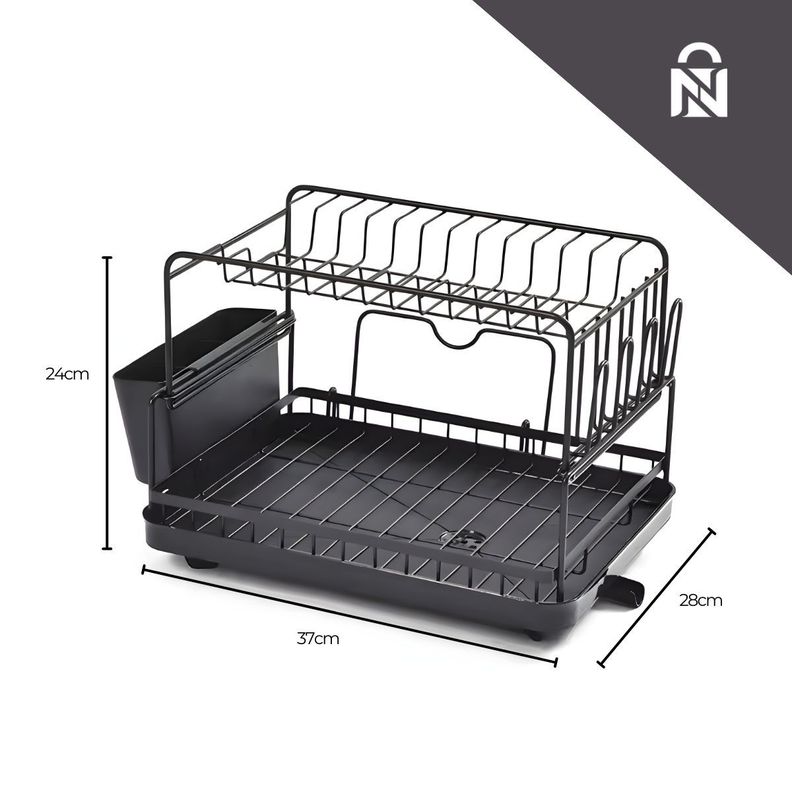 Secaplatos Escurridor acero inoxidable de 2 niveles +drenaje-6