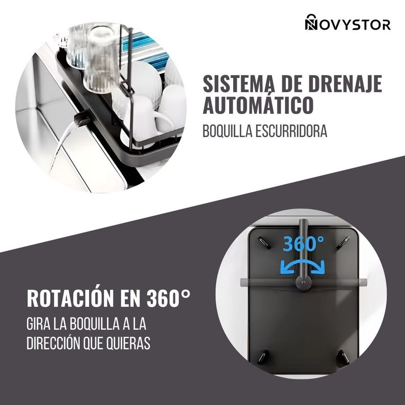 Secaplatos Escurridor acero inoxidable de 2 niveles +drenaje-5
