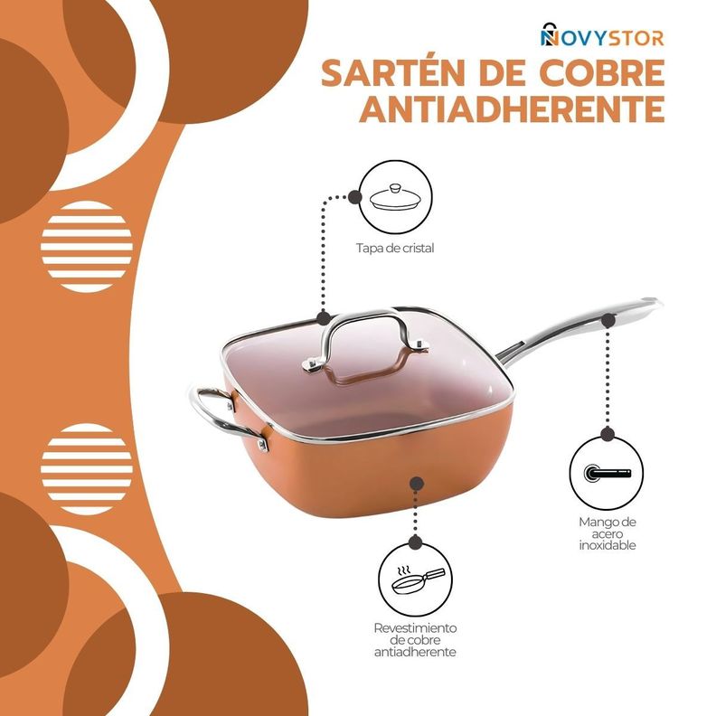 Sartén De Cobre Multiuso Antiadherente Cesta Freír Cerámica-2