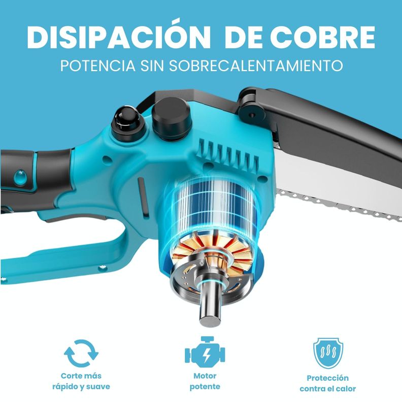 Electrosierra Motosierra inalámbrica 6"+Pantalla+ 2 baterías-4