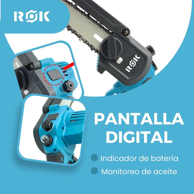 Electrosierra Motosierra inalámbrica 6"+Pantalla+ 2 baterías-6