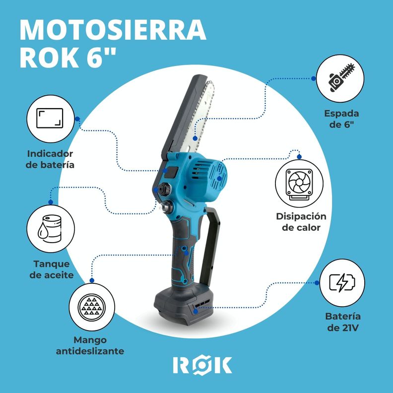 Electrosierra Motosierra inalámbrica 6"+Pantalla+ 2 baterías-1
