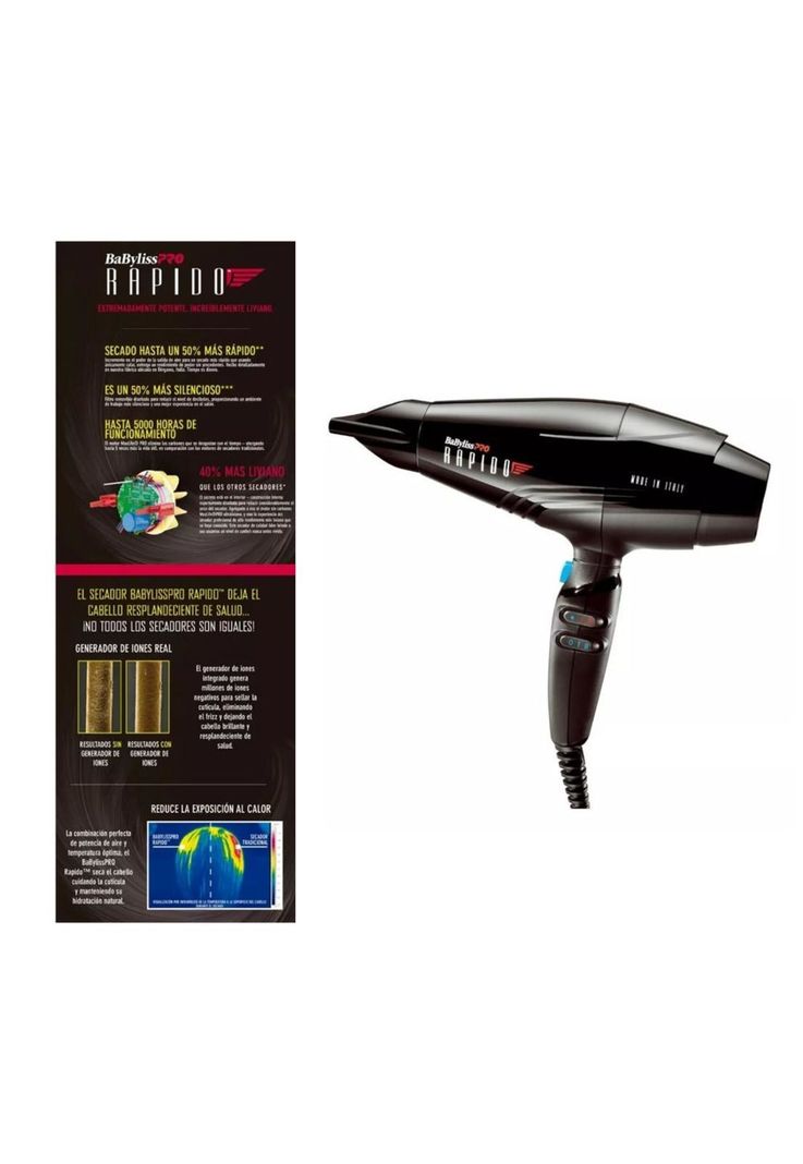 Secador Babyliss Ultraligero De Máxima Potencia Pro Rápido-3