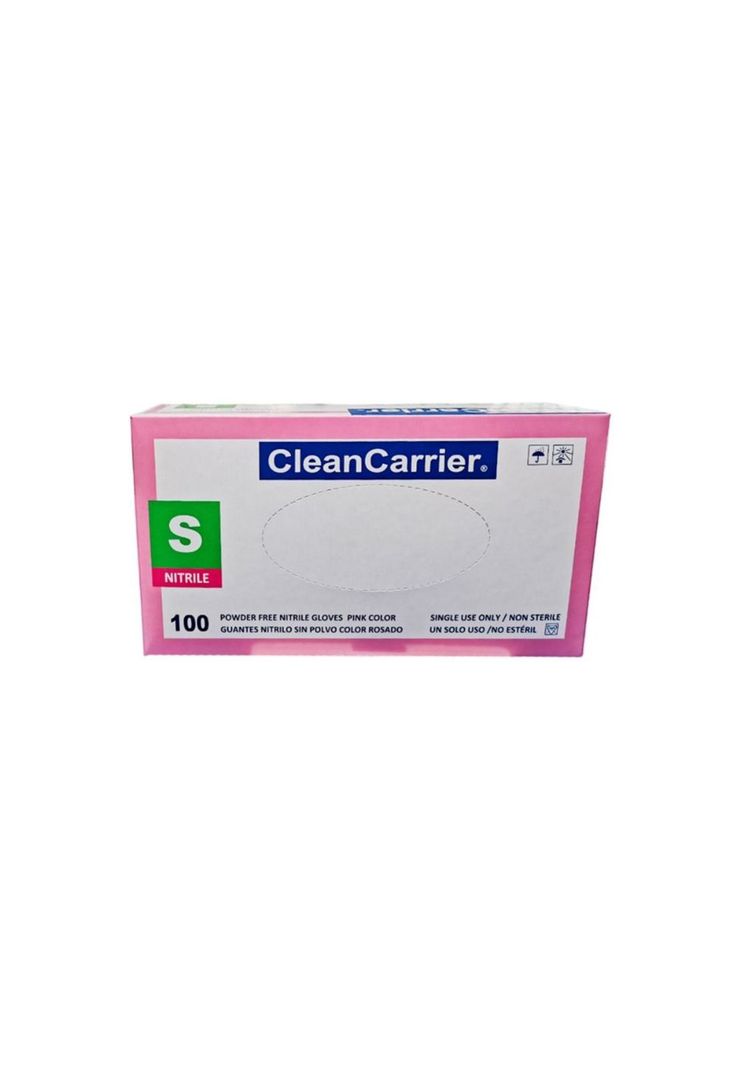 Guantes De Nitrilo Rosado Clean Carrier 100un Talla S-1