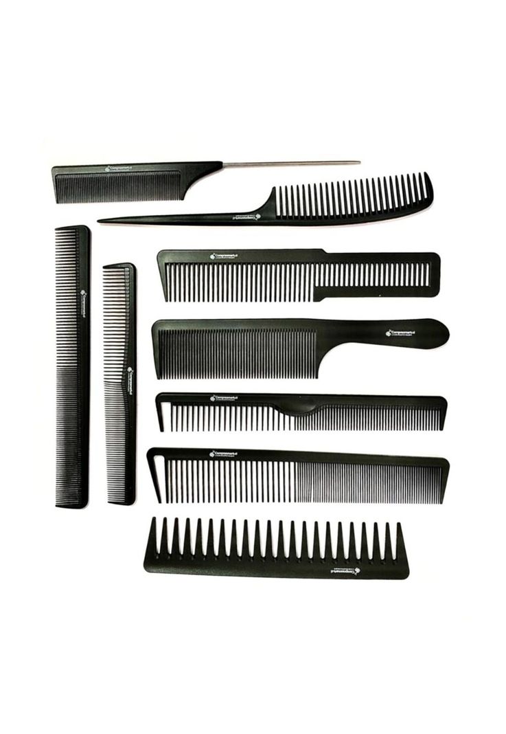 Set de Peinetas 9 pcs Carbon Professional Para Pelquieria CON Estuche-0