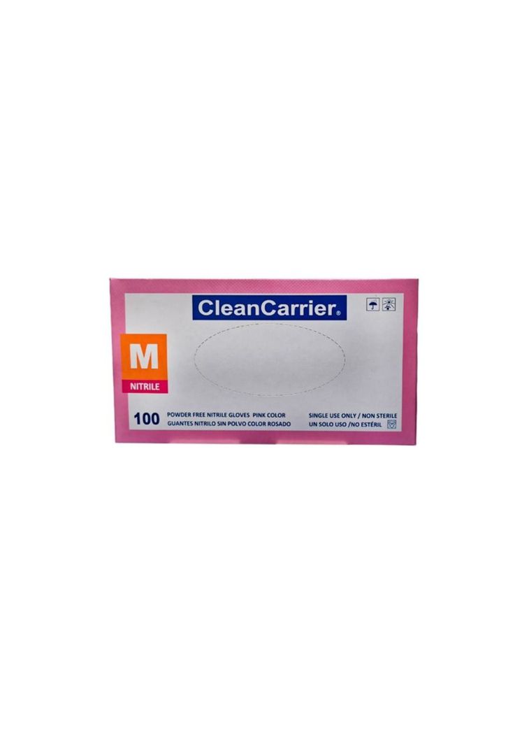 Guantes De Nitrilo Rosado Clean Carrier 100un Talla M-1