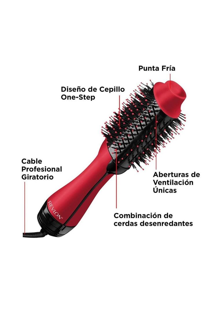 Revlon Cepillo Secador De Pelo Voluminizador Anti Frizz Rojo-2