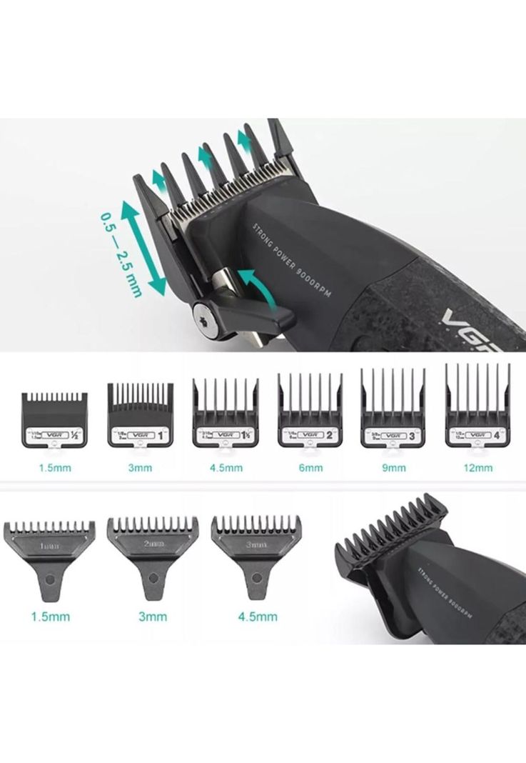 Barber Combo VGR Profesional V640 Clipper y Trimmer 9000RPM Rojo-3
