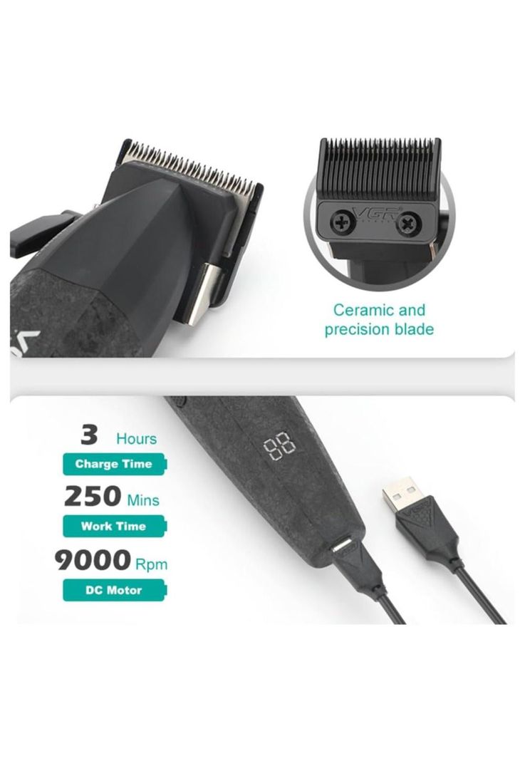 Barber Combo VGR Profesional V640 Clipper y Trimmer 9000RPM-3