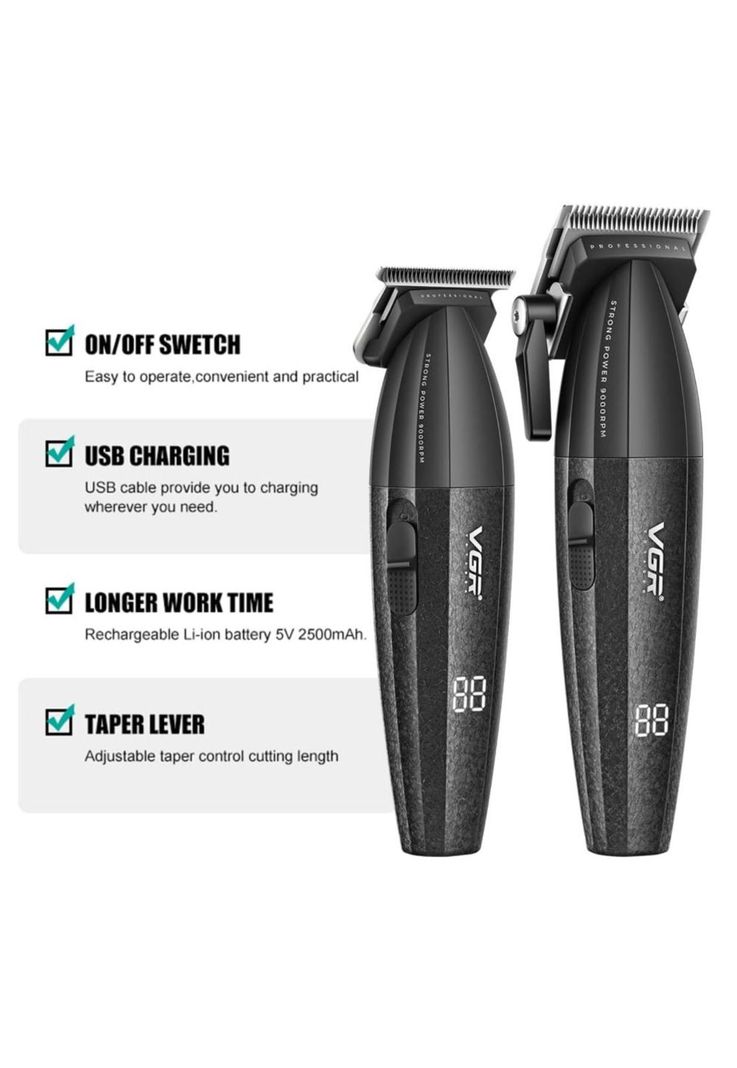 Barber Combo VGR Profesional V640 Clipper y Trimmer 9000RPM-5