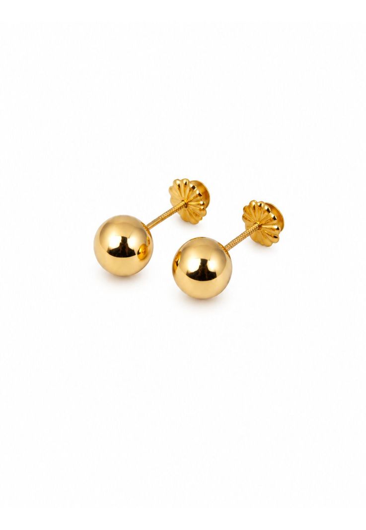 Aros Bolita 7mm N5 Oro 18k 1gr Juvenil Mujer Hipoalergenico Dorado 0