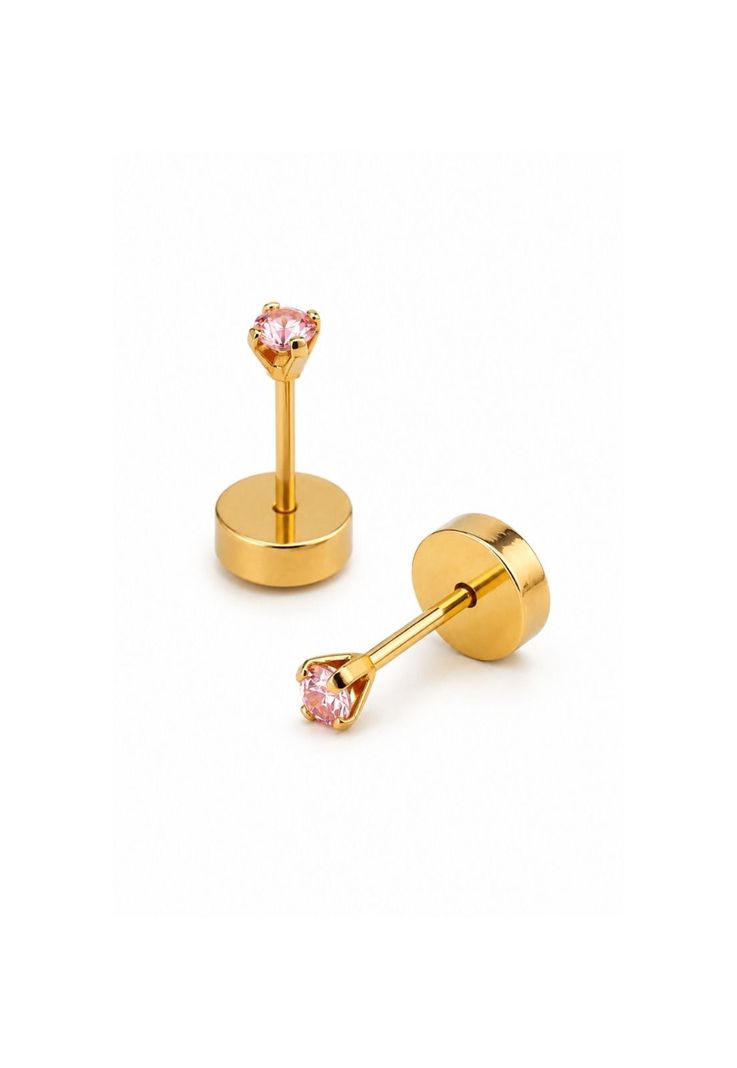Aros Abridores Chispas 2mm No1 Oro 18k Circon Bebe Nina