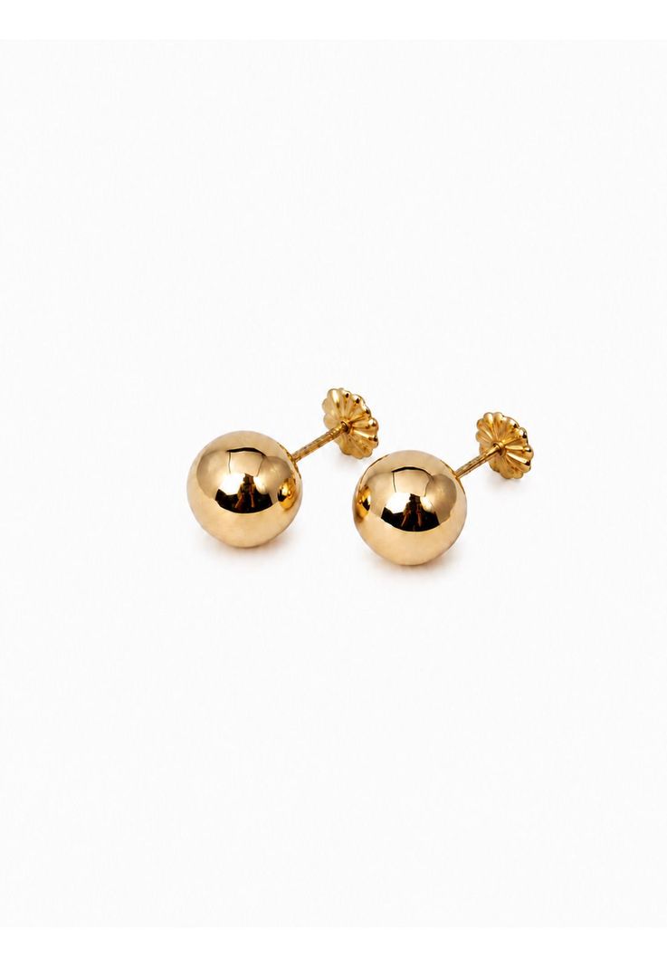 Aros Bolita 8mm N6 Oro 18k 1.20g Juvenil Mujer Hipoalergenic Dorado 0