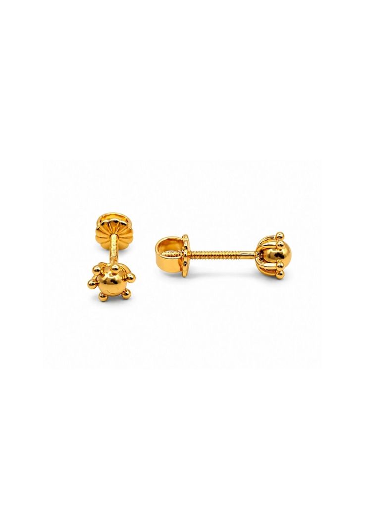 Aros Bolita Pistilo 5mm No2 Oro 18k 1.10gr Regalo Nina Dorado 0
