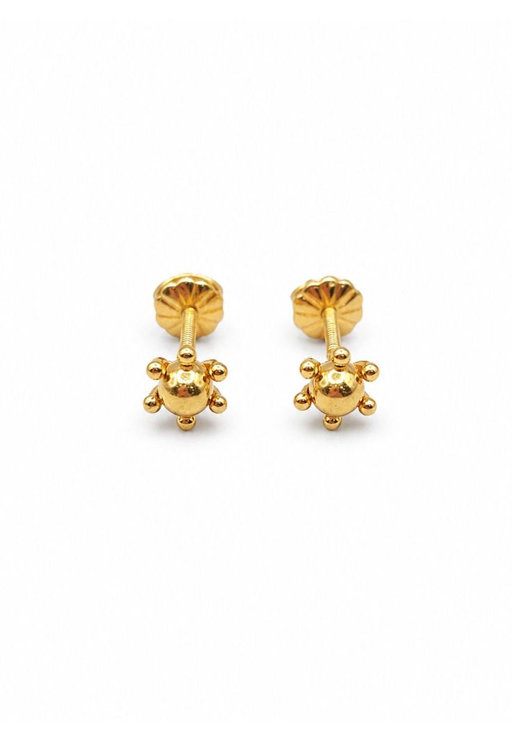 Aros Bolita Pistilo 4mm Oro 18k Nacional N1 0.90gr Dorado