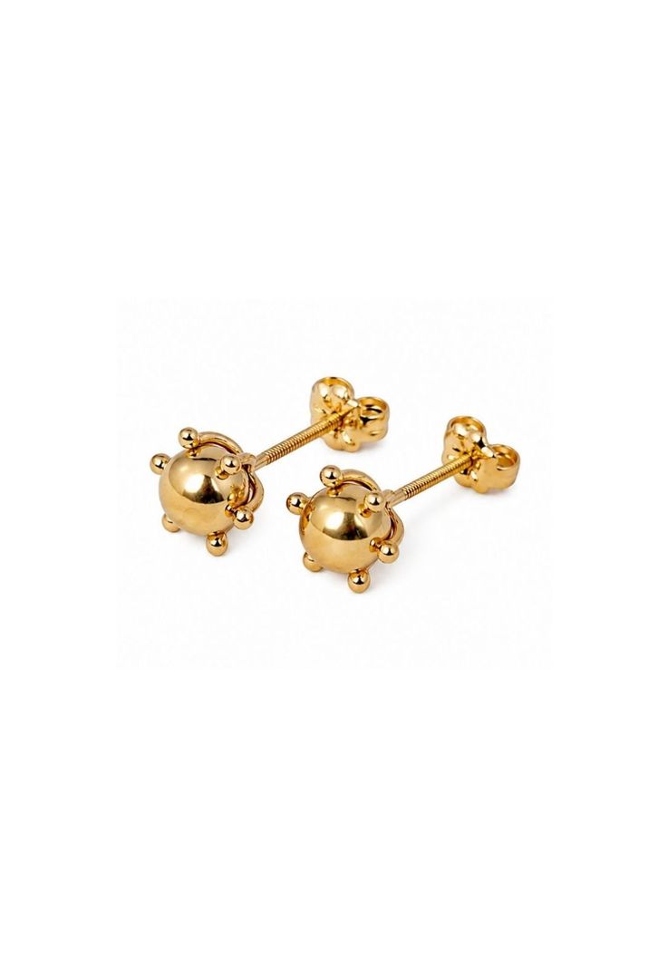 Aros Bolita Pistilo 7mm No4 Oro 18k 2gr Regalo Mujer Dorado 0