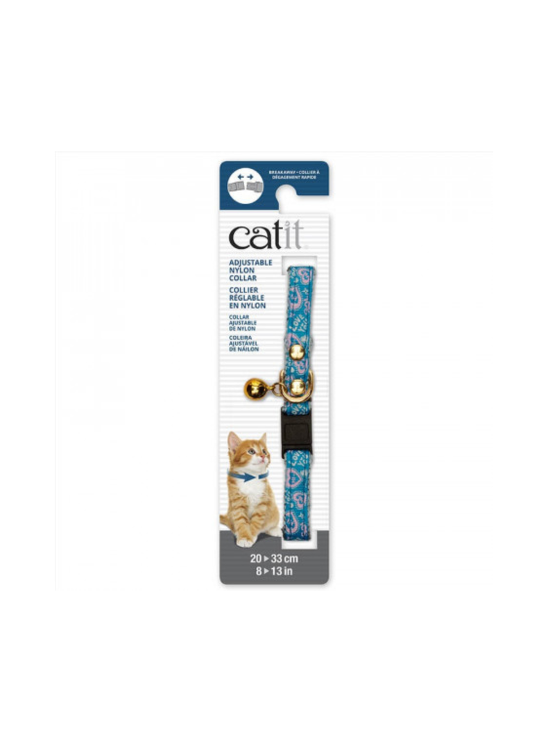 Collar Ajustable Anti Ahorque Catit Azul Corazones para Gatos-0