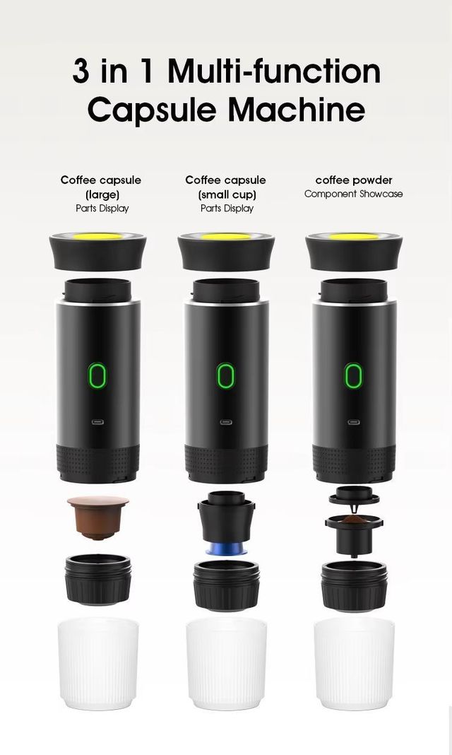 Máquina De Café Espresso Portátil Recargable 3 En 1 Cápsulas y Molido-6