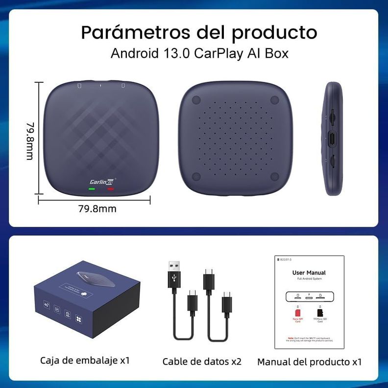 Carlinkit Adaptador Android 13 Carplay Android auto 8+128GB-1