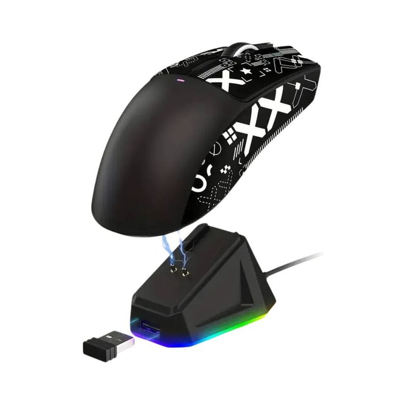 Raton Gamer X11 Attack Shark 22000 Dpi Paw3311 Dock Rojo