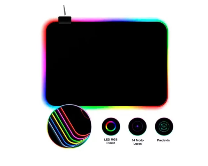 Mouse Pad Gamer Antideslizante RGB Alfombrilla Led 35x30cm-1