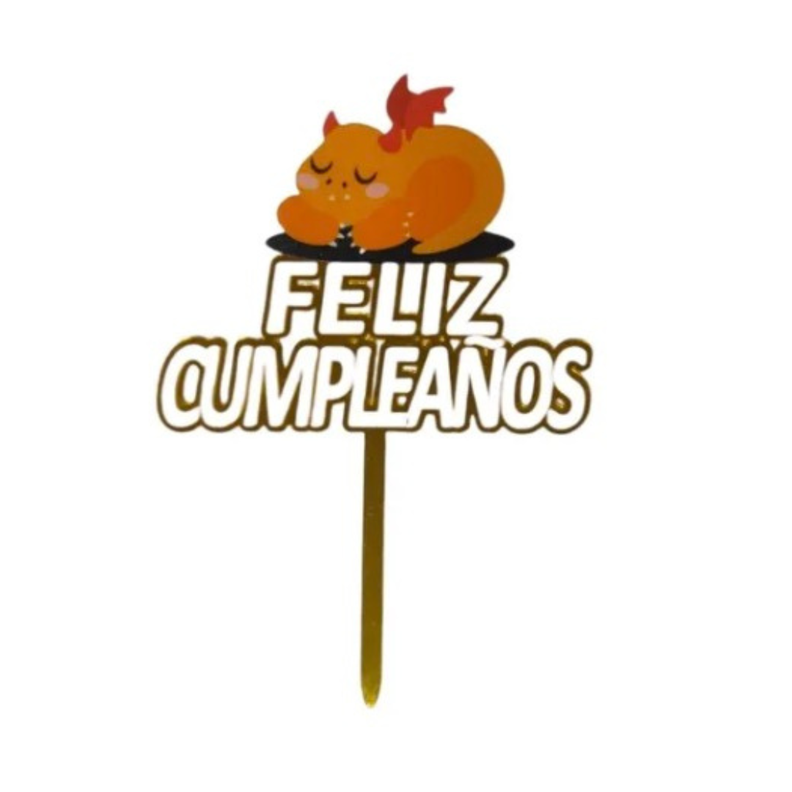 Cake Topper Feliz Cumpleaños Decoración De Dragón-0