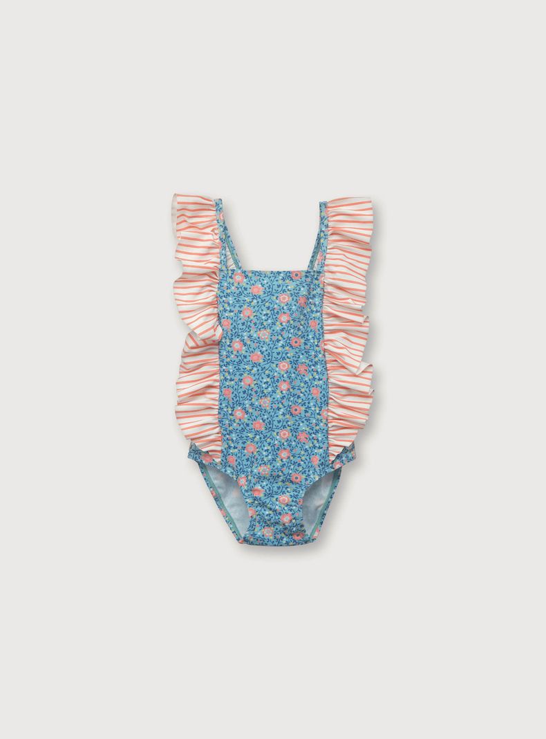 Traje De Baño De Niña Con Vuelo Turquesa (6M A 4A) Opaline-0