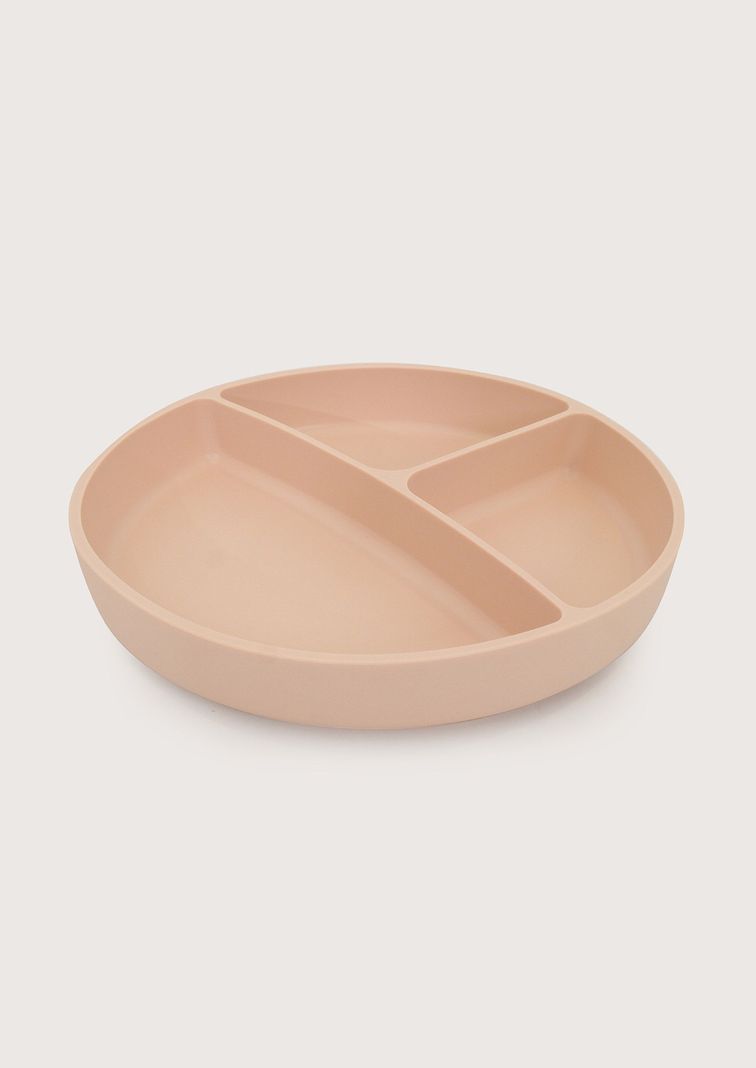 Plato dividido con base antideslizante rosado