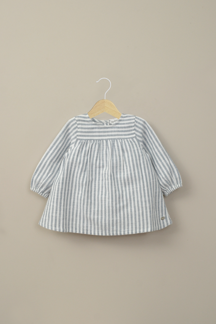 Vestido azul con lineas de bebe nina