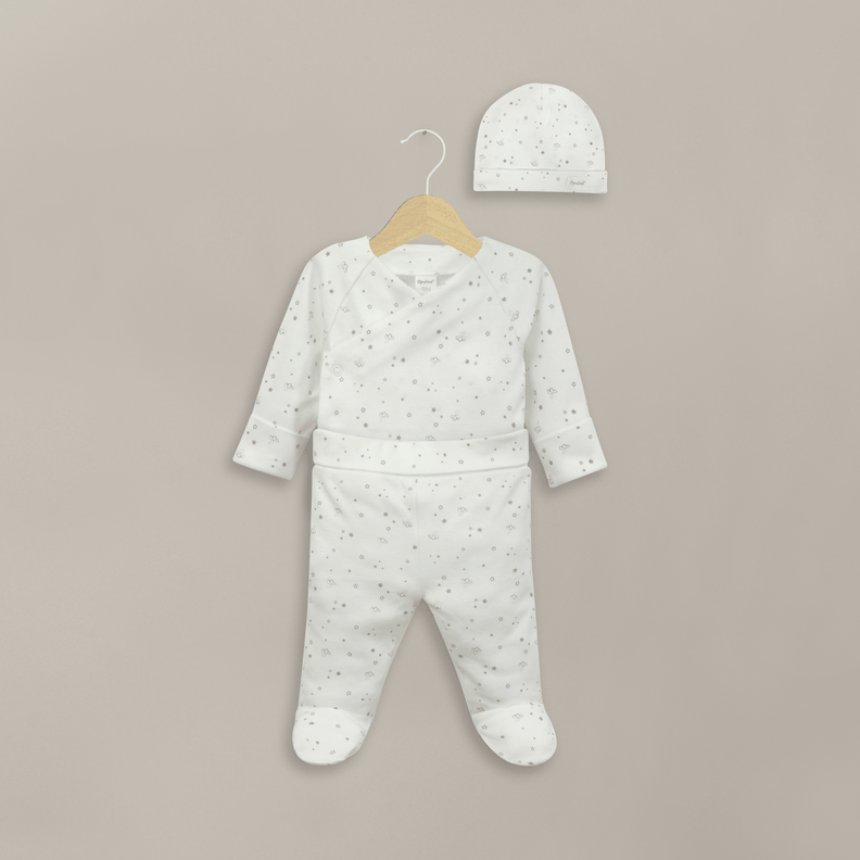 Conjunto clínica blanco 3 piezas de bebé unisex Opaline