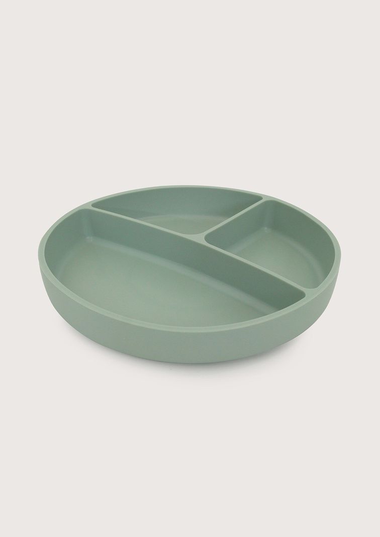 Plato dividido con base antideslizante verde