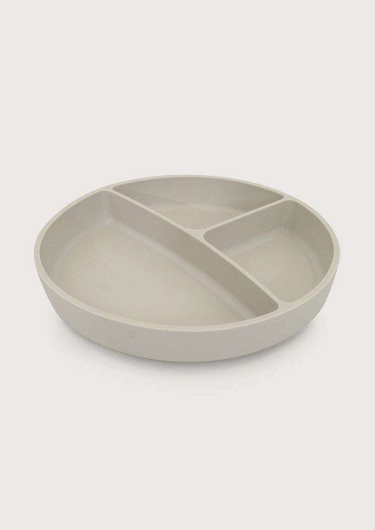 Plato dividido con base antideslizante gris