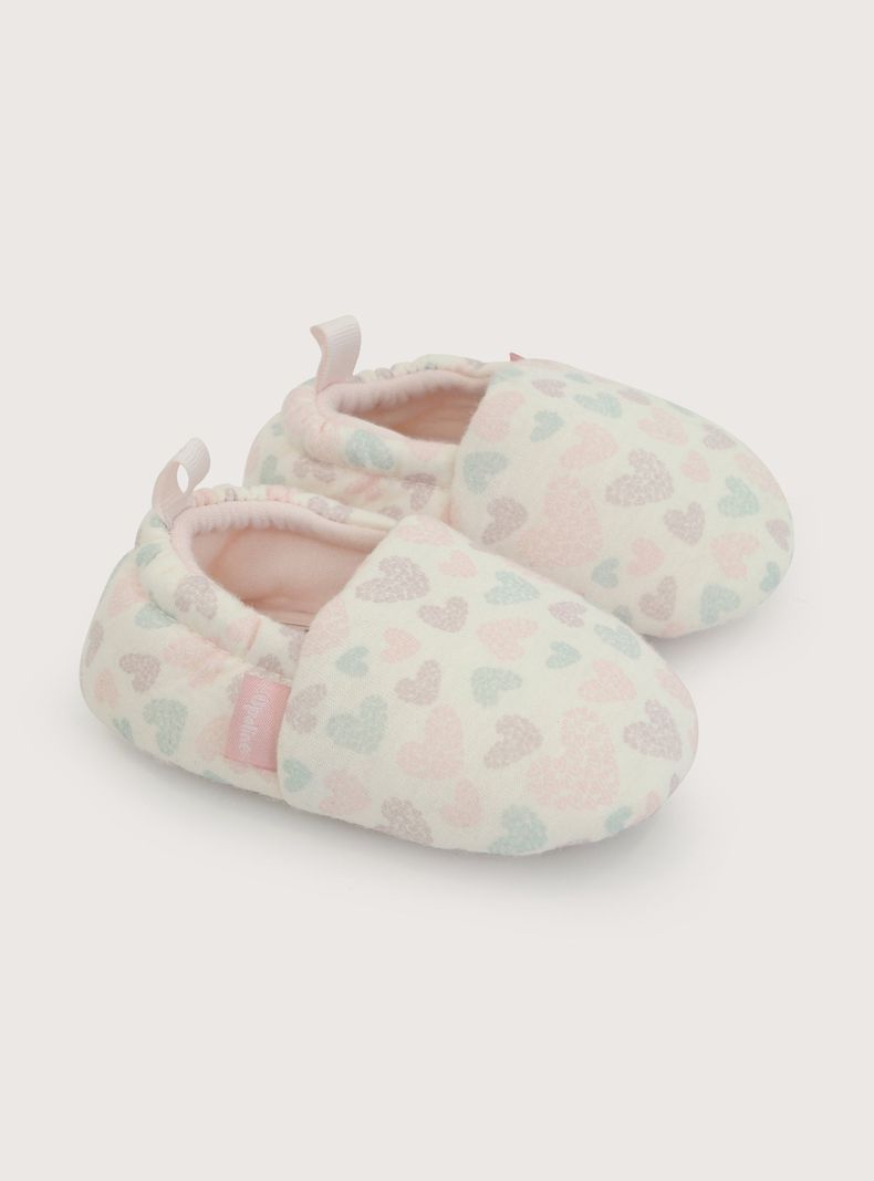 Pantufla Niña Corazones Rosado Claro