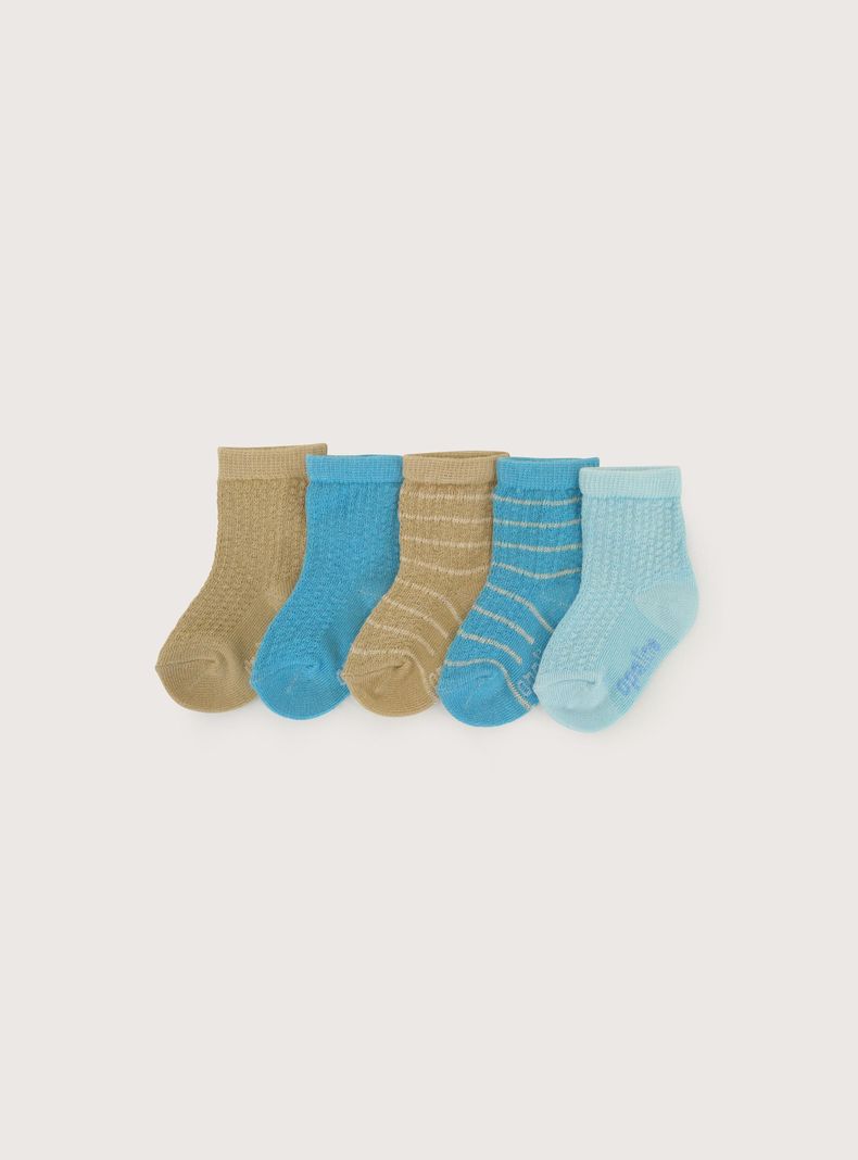 Pack De 5 Calcetines Celeste De Bebe Prematuro