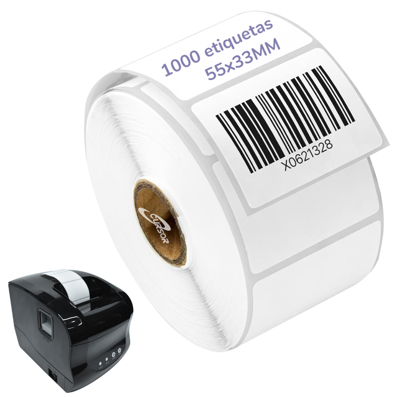 Rollo Etiqueta Termicas Adhesivas 55x33mm 1000 Pzs Cursor Sticker Blanco