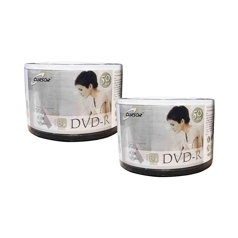 Dvd R 8x 4.7gb Logo Cursor Plus 100 Unidades Blanco