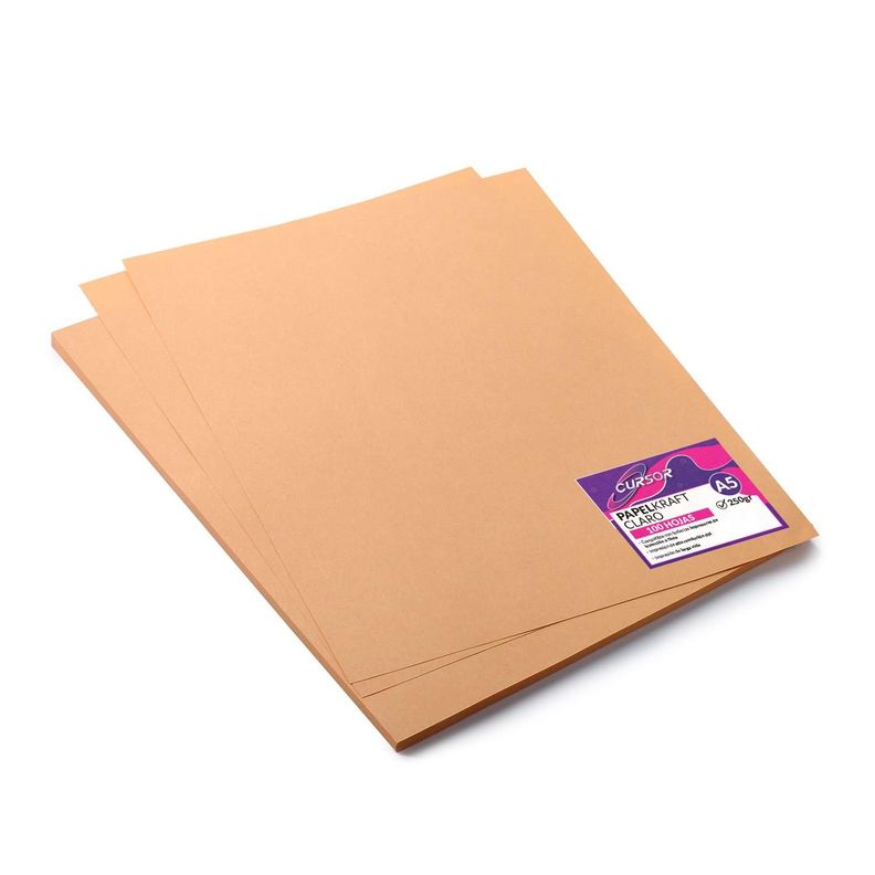 Papel Kraft Claro 250 Gr 100 Hojas A5 Cursor Blanco