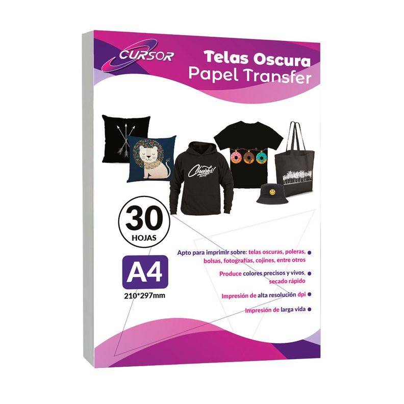 Papel Transfer Premium Telas Oscuras 30hojas Envio Inc. Blanco