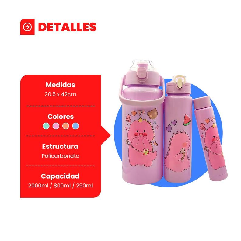 Botellas de Agua Motivacional 2L 3 en 1-3