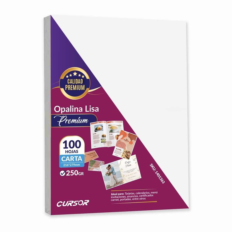 Opalina Lisa Extra Blanca Premium 250 g Carta 100 h Cursor Blanco