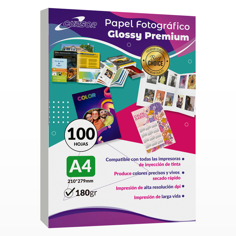 Papel Fotografico 100 Hojas Brillante 180 Gramos A4 Blanco