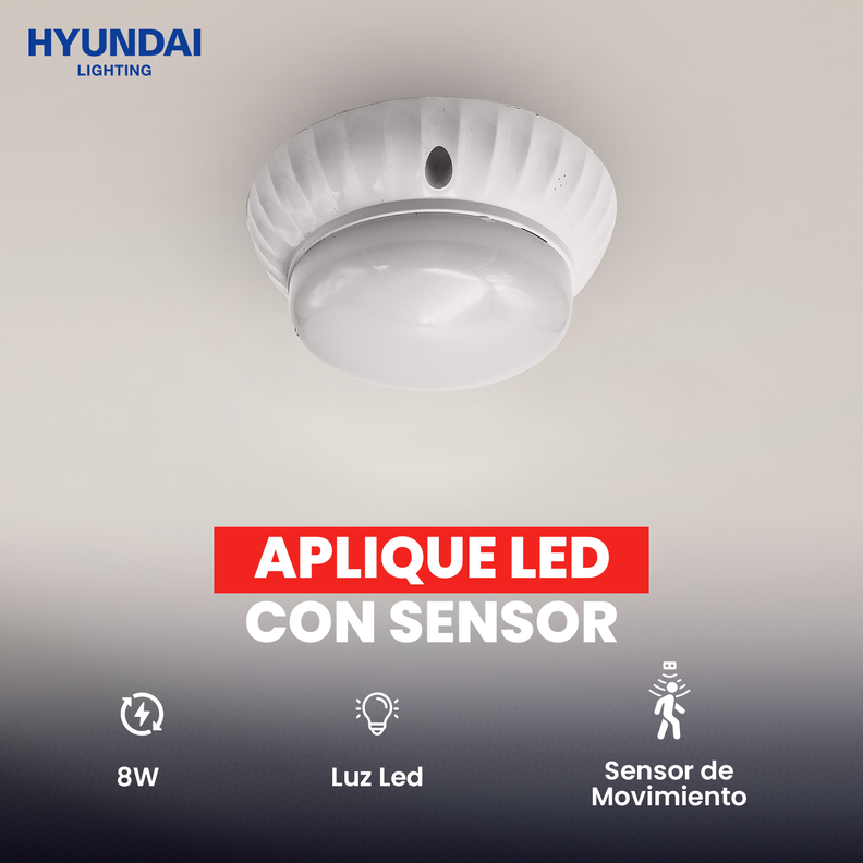 3 X Aplique Led Sensor Movimiento 8w Hyundai-3