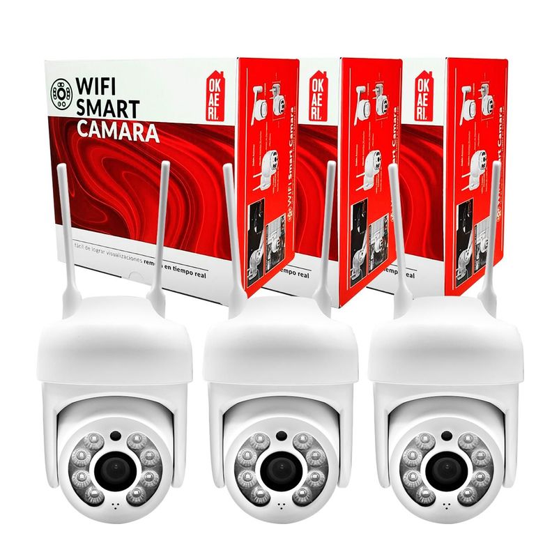 Pack X 3 Camara Ip Okaeri Wifi Exterior Inalambrica Hd Blanco