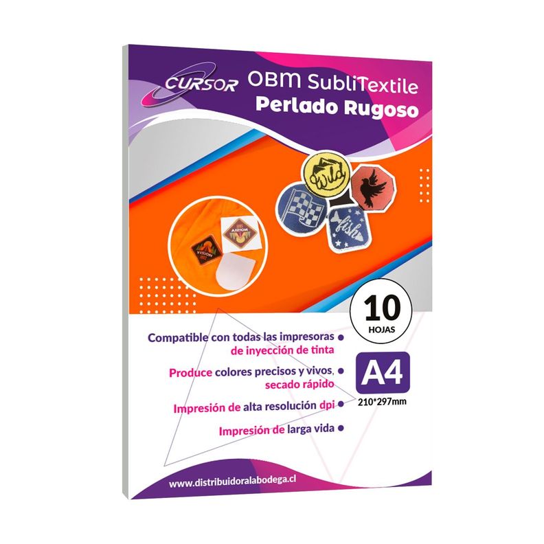 Papel Obm Sublitextil Perlado Rugoso 10 Hojas A4 Blanco